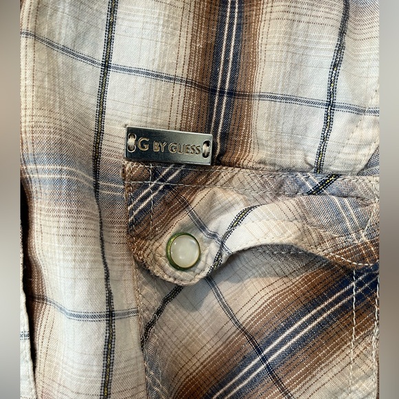 Vintage G by Guess western pearl snap fitted plaid shirt - Picture 6 of 9